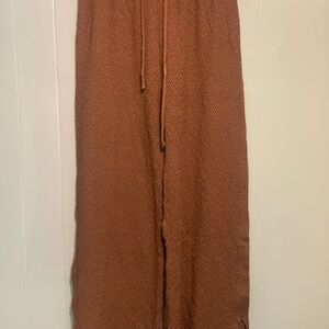 Brown Knit Wide-Leg Pants